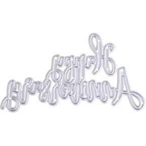 Happy Anniversary Die Cut for Card Making,Scrapbooking Die-Cuts,Metal Cutting Dies Congratulations Cuts Happy Birthday Embossing Stencils Template for DIY Scrap-Booking Decor Wedding Blessing Card