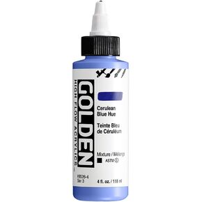 High Flow Acrylics by GOLDEN, Cerulean Blue Hue, 4 fl. oz. Bottle, Professional Acrylic Paint, Opaque