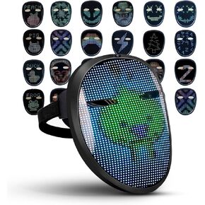 LED Mask ، Halloween LED Mask for Kids ، Fump Sensing Marning Mask Digital LED ACHAND FOR