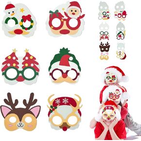 Christmas Mask Crafts Kits Christmas Party Favors 24 Bulk Xmas Decoration Accessories Costume Eyeglasses Masks for Winter Party DIY Gift Holiday Favors Supplies,264 Pcs