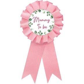 Eucalyptus Leaves Mom to Be Tinplate Badge Pin, Greenery Mom to Be Pin, Gender Reveal Button for Women, Pink Rosette New Parent Award Ribbon, Netural Baby Shower Party Decoration