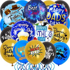 45pcs ديكورات البالونات عيد الأب السعيد - البالونات السعيدة للآباء ، وأفضل بالونات أبي من أي وقت مضى مثالية لإصدار ديكورات عيد الأب