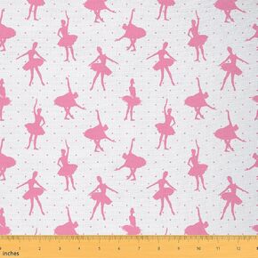 Ballet Girls Fabric by The Yard Hand Painted Ballet Dancer Pink Silhouette Craft Hobby Fabric for Kids Teens Adults Dancing Pose Polka Dot Decorative Fabric for Quilting Sewing DIY Gift,1 Yard in Kuwait