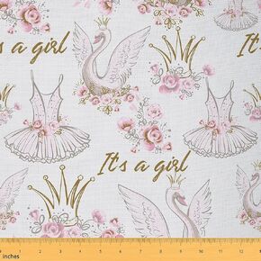 Ballet Girls Fabric by The Yard Hand Painted Ballet Dancer Pink Silhouette Craft Hobby Fabric for Kids Teens Adults Dancing Pose Polka Dot Decorative Fabric for Quilting Sewing DIY Gift,1 Yard