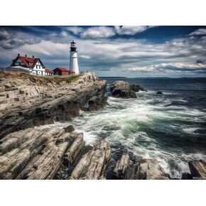 WXQZHF DIY 5D Diamond Art Kits Painting للبالغين منارة Portland Seaside Maine 12x16 Inch