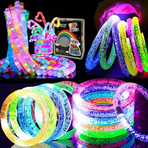 48 LED Pop Tubes and 40 Glow Bracelets, Super Value Glow In the Dark Party Supplies