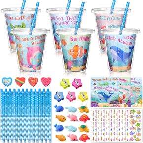 Zonon 180 Pcs Valentine's Day Gifts for Kids Valentines Stationery with Cards Mini Squeeze Favors and Cups Classroom Exchange Gift for Boy Girl School Party Exchange Prizes Favors (Sport Ball)