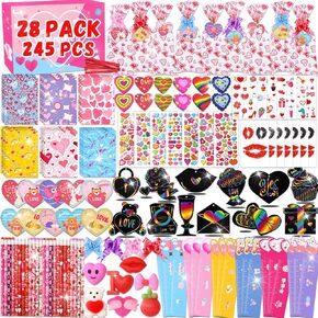 28 حزمة عيد الحب هدايا القرطاسية للوصول إلى الأطفال ، 2452pcs حفلة عيد الحب هدية الفصول الدراسية مع الحكام الدفات