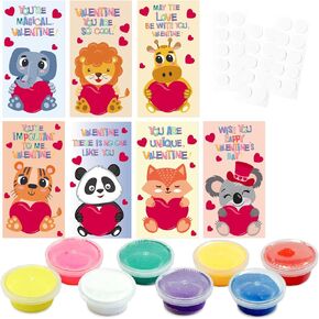 32 Pack Valentines Day Cards for Kids with Modeling Clay Kit for Kids و Valentines Breating Cards for School Charsiproom Exchange Higds و Happy Valentines Day Arts and Crafts Party Supplies Supplies