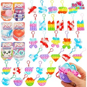 Joyin 30 pcs بطاقات عيد الحب مع فرقة Pop Bubble Keychain Toys Toys Pop Keychain Trise Texiety Toy Toy for Kids Valentine Day Charse Rughlies ، Favors's Party Party
