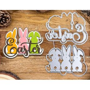 قطع أرنب عيد الفصح قطع المعادن يموت ، كلمات عيد الفصح إطار الأرنب الخلفية القطع يموت قطع الإستنسل لألبوم سكرابوكينغ DIY يموت الورق صنع البطاقة صنع البطاقة