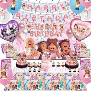 Birthday Party Decorations - Theme Children's Party Supplies Included Happy Birthday Banner, Backdrop, Hanging Swirls, Tablecloth, Cupcake Cake Toppers, Latex Balloons