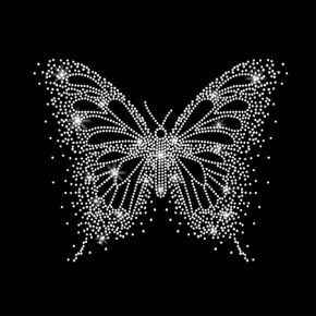 PLIGREAT Butterfly Hotfix Rhinestone Iron on Crystal Rhinestone Transfer Patches Rhinestone Decal Diamond Sticker Patches Heat Transfer Decal for DIY Jacket T-Shirt Pant Bag Clothe Embellishment