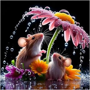 hill froeistung Mouse Diamond Painting Kits for Adults, Flower Diamond Art for Beginners, 5D DIY Full Drill Round Gem Art Craft Home Wall Decor Gift 12x12 inch