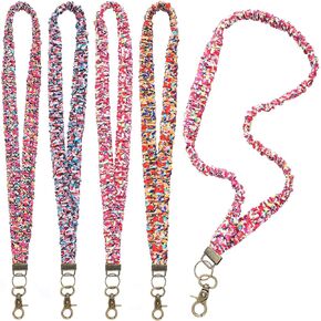 Satinior 4pcs Scrunchie Lanyards لشارات الهوية والمفاتيح Scrunchie Beck Keychain Cute Tearger Lanyard مع Clip Closure Stready Lanyards for Keys Neck