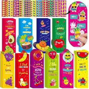 HORIECHALY Scented Bookmarks Kids, 60Pcs Scratch and Sniff Bookmarks Rewards, Scented Smelly Cute Fruit Theme Sayings Assorted Educational Gifts for Students Teachers Classroom,10 Styles