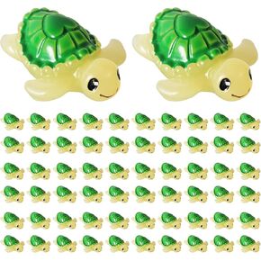 60pcs Mini Resin Turtles, Green Tiny Turtle Figurines Miniature Turtle Small Marine Animal Toys for Craft Dollhouse Landscape Prank Game Home Aquarium Garden Decoration