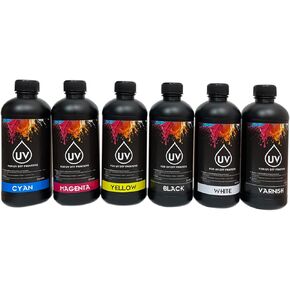 UV DTF Ink 500ml for UV DTF Printer UV Printer Printing on UV DTF A B Films for XP600 TX800 i3200 i1600 L805 1390 DX5 DX6 DX7 DX10 UV Sticker Printer 6×500ML CMYKWV Ink (6×500ML CMYKWV One Set)