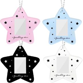 4Pcs Star Cute Photocard Holder Keychain 1 Inch Kpop Photo Card Holder Keychain Photocard Keychain Pc Holder Kpop Photocards Holder Acrylic Photocard Holder for Small Card ID Photo