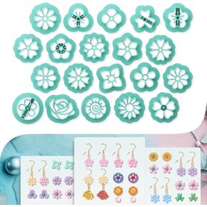 20Pcs Mini Flower Polymer Clay Cutters Daisy Rose Clay Earrings Cutters Cute Polymer Jewelry Cutter for Earrings Making Birthday Party DIY Supplies