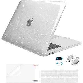 Mosiso متوافق مع MacBook Pro 13 بوصة الحالة M2 2025-2016 A2338 M1 A2251 A2289 A2159 A1989 A1708 A1706 ، Glitter Class Hard Case & Keyboard Skin & Screen Cover & Type C Adapter ، Drappter ،