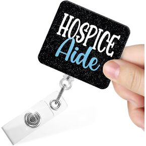 مساعدي Hospice Funny Carractable Beads مع مقطع التمساح ، حامل شارة Glitter لعامل الرعاية الصحية لموظفي خدمة Hospice ، هدايا شهر الرعاية الملطفة لممرضة Hospice ممرضة