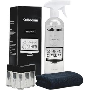 Screen Cleaner Spray, 17oz Screen Cleaning Kit for iPhone, Ipad, TV, Monitor, Laptop, Computer, MacBook, Kulloomii 500ml Large Bottle Electronic Cleaner with Microfiber Cloth and Brush
