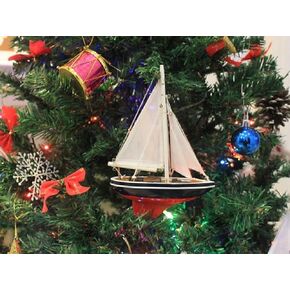 Hampton Nautical Wooden Endeavour Model Sailboat Christmas Ornament 9" - Tree Ornament - Wood Mo