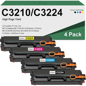 Remanufactured C3224 C3326 Toner Cartridge Replacement for Lexmark C3210K0 C3210C0 C3210M0 C3210Y0 Toner Set for C3224dw C3326dw MC3326i MC3426i MC3224i C3426dw MC3224adwe Printer Toner (4-Pack)