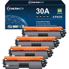 30A Toner Cartridge Black CF230A Toner Replacement for HP 30A CF230A 30X CF230X Toner Cartridge Work for Pro MFP M227fdw M203dw M227fdn M203dn M227sdn M203d M227 M203 Series Printer (4 Pack)