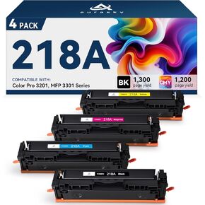 218A 218X Toner Cartridges(No Chip) Compatible Replacement for W2183A W2182A W2181A W2180A Toner Compatible with HP Color Pro 3201 3201dw MFP 3301 3301cdw 3301fdw 3301sdw Printer 4 Color Packs