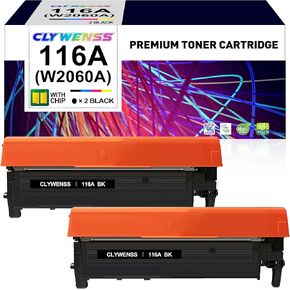 متوافق مع خرطوشة حبر أسود متوافقة مع HP 116A W2060A لـ HP Color Laser MFP 178NW 178NWG 179FNW 179FWG 150A 150NW الطابعة (Black ، 2 pack)