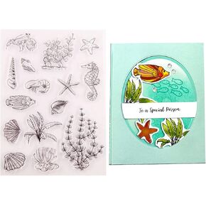 Sea World Shell Starfish Seahorse Seaweed Clear Stamps لتصنيع البطاقات وأدوات DIY Scrapbooking Stamps-A1683