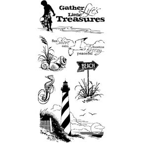Inkadinkado Down by The Seaside Clear Beach Stamps Set, 7 pc