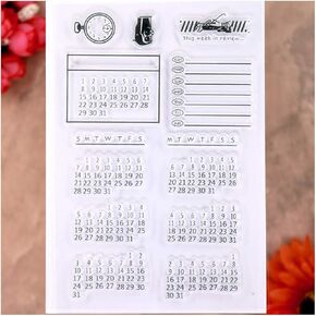 Kwellam Calendar Week Monder Clear Clear Stamps لزخرفة البطاقات و DIY Scrapbooking
