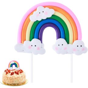Rainbow Cake Topper Decorations Trolls Cake Topper Soft Pottery Colorful Decoration Theme Supplies Vibrant For Magical Rainbow Themed Birthday
