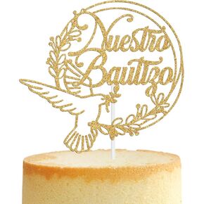 Nuestro Bautizo Cake Topper ، Peace Pigeon Cross De.