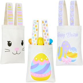 Joyin 3 PCS Easter Aredable Canvas Facs With Handles ، 10 "× 8" هدية عيد الفصح BUNNY WARDER BAGS BACKS FAVORS FAVOR