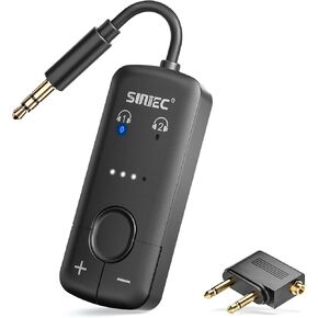 Bluetooth 5.3 Audio Transmitter for Airplane: Supports aptX Audio Sharing to 2 airpods or Headphones - 3.5mm AUX Wireless Bluetooth Adapter for Airplane, Travel, Airlines, TV, Gym, Tablets