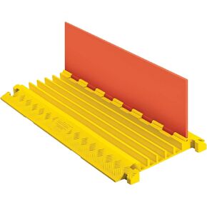 Linebacker CP5X125-GP-O/Y Polyurethane Heavy-Duty General-Purpose 5-Channel Cable Protector with T-Shaped Connectors, Orange Lid with Yellow Ramp, 36" Length x 17.25" Width x 1.95" Height