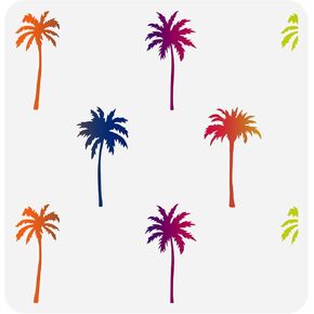 PANSINSPIRE PALMS stencil 11.8x11.8inch قالب رسم شجرة استوائية قابلة لإعادة الاستخدام لجدار جدار ART TREEN TREENT SUMPLE SIMMENT