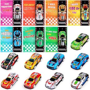 HOOQICT 28 PCS Valentines Day Cards with Pull Back Car Valentines Gifts for Kids Boys Valentines Day Exchange Cars For School Scholarse Buzd Party Party Favors
