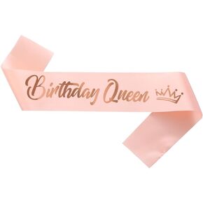 Birthday Queen Sash, Rose Gold Foil Letter Birthday Sash for Women 21st 30th 40th 50th 60th 70th 80th 90th Gifts Fun Birthday Party Favors Decorations