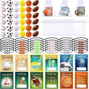 144 PCS Valentine's Day Sports Hights Cards Valentines Party Party Favors Sports Retaing Cards with Cours Balls Pervors for Valentines Sports Team
