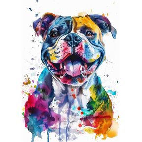 DIY 5D Diamond Art Art Watercolor Pitbull Dog Paint with Clow Round Round Gems Painting by Number Kits for البالغين الفنية Craft Wall Decor 11.8x15.8in (3)