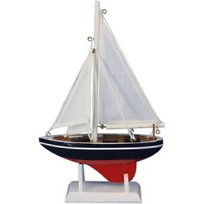 Hampton Nautical Wooden Endeavour Model Sailboat Decoration 9" - Small Wood Sailboat - Wooden Mo
