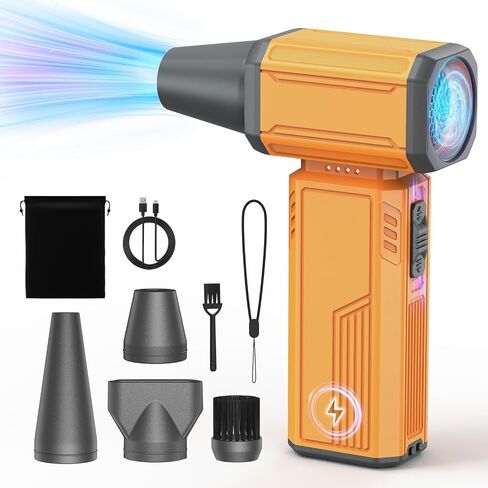 Compressed Air Duster,200000RPM Electric Portable Air Duster,Stepless Speed Mini Blower,No Canned Dust Blower,Rechargeable Cordless Jet Fan for Computer Keyboard Car Cleaning,Dry,Inflation-Black in Saudi Arabia