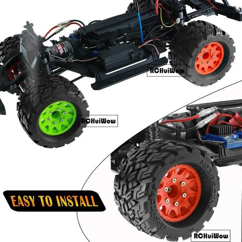 إطارات RC لـ 1/10 Stampede Rustler Hoss ، 1/10 Arrma Granite Vorteks Big Rock ، 1/0 محوري Losi Redcat RC4WD ، 12 مم/14 ملم عجلة الشاحنة RC والإطارات 4Pack (برتقالي) in Saudi Arabia