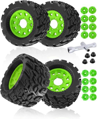 RC Tires for 1/10 Stampede Rustler Hoss,1/10 Arrma Granite Vorteks Big Rock,1/10 Axial Losi Redcat Rc4wd,12mm/14mm Hex Rc Truck Wheel and Tires,4Pack(Orange) in Saudi Arabia
