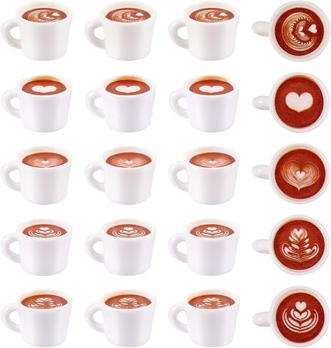 FASHEWELRY 20Pcs Resin Mini Coffee Cups Miniature Coffee Mugs White Plastic Coffee Drink Cups Dollhouse Food Miniatures for DIY Mini Kitchen Micro Landscape Accessories in Saudi Arabia